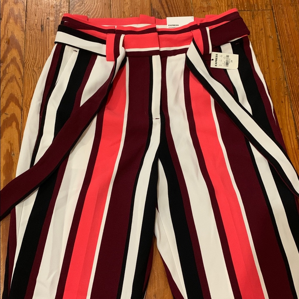 Express Multicolor Stripe Ankle High Rise Pant - Picture 2 of 8